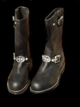 Long Boots with Cross Oval & 2 Skull