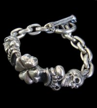 2Skull On 4Heart Crown & Chain Links Bracelet