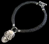 Giant Skull With braid leather necklace