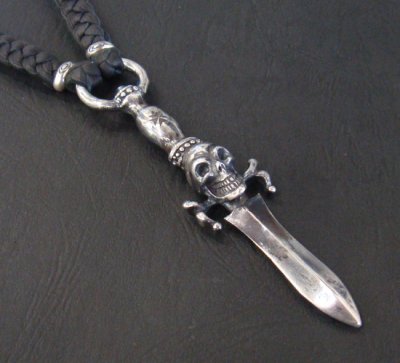 画像2: Dagger With Skull braid leather necklace
