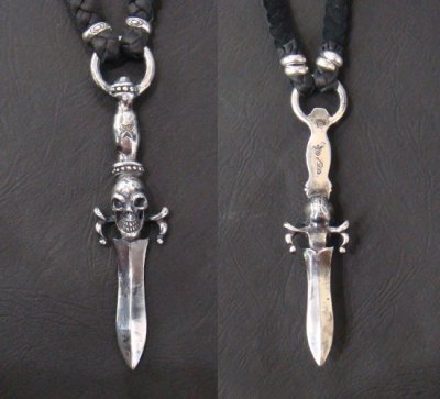 画像3: Dagger With Skull braid leather necklace