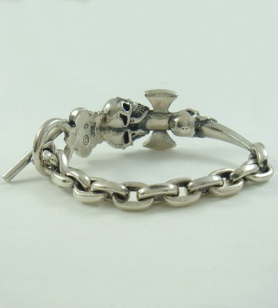 画像4: Triple Skull Dagger On Crown With Chain Links Bracelet