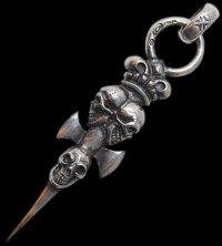 Triple Skull Dagger With Crown Pendant