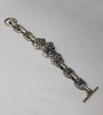 画像3: Skull On 4Heart Crown With H.W.O & Chiseled Marin Chain Bracelet