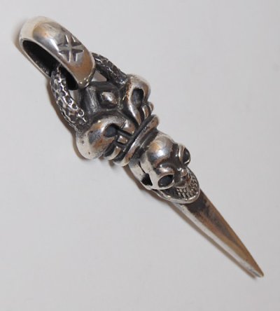 画像4: Skull Crown Dagger With Chiseled Loop & H.W.O Pendant