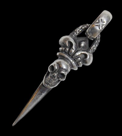 画像1: Skull Crown Dagger With Chiseled Loop & H.W.O Pendant