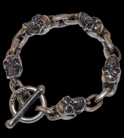画像1: Skull & Chain Link Bracelet