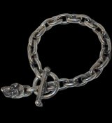 Small Oval Chain Links With 1Drop Skull Bracelet