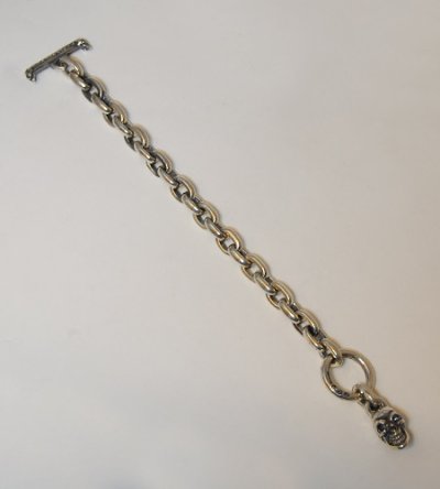 画像4: Small Oval Chain Links With 1Drop Skull Bracelet