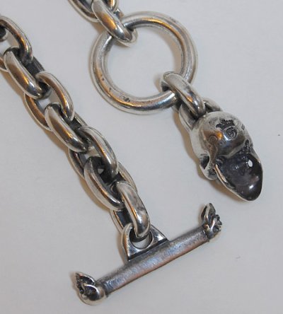 画像3: Small Oval Chain Links With 1Drop Skull Bracelet