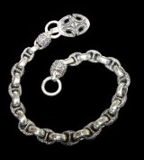 Sculpted Oval Keeper & 2Lion Heads with H.W.O & Anchor Chain Links Wallet Chain