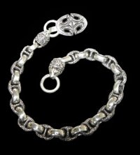 Sculpted Oval Keeper & 2Lion Heads With H.W.O & Anchor Chain Links Wallet Chain