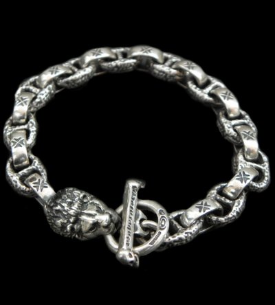 画像1: Quarter Lion With H.W.O & Chiseled Anchor Links Bracelet