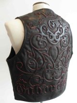 Gaboratory Tailored Leather Vest (Tribal art work)