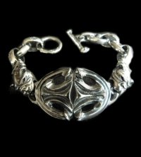 Sculpted Oval With 2 Old Bulldogs & H.W.O Links Bracelet