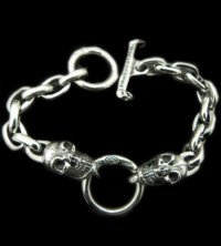 2Skulls With Small Oval Links Bracelet