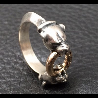 画像2: 10K Gold Ring With 1/9 Panther Triangle Wire Bangle Ring