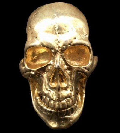 画像1: 10K Gold Old Skull Full Face Ring( Pure Gold Color Finish)
