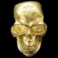 10K Gold Large Skull H,W,O Ring ( Pure Gold Color Finish)