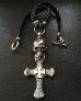画像20: Large Skull With Hammer Cross & Braid Leather Necklace