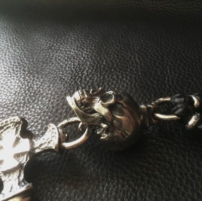 画像9: Large Skull With Hammer Cross & Braid Leather Necklace