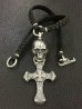 画像2: Half Large Skull With Hammer Cross & Braid Leather Necklace (2)