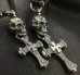 画像17: Half Large Skull With Hammer Cross & Braid Leather Necklace