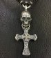 画像3: Half Large Skull With Hammer Cross & Braid Leather Necklace