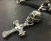 画像7: Half Large Skull With Hammer Cross & Braid Leather Necklace
