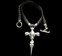 Large Skull On 2 Skulls Hammer Cross Double Face Dagger Half Size