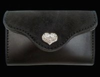 Elephant & Saddle Leather Coin Card Case(Black)