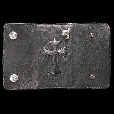 画像1: Python Traditional Cross Inlay Buffalo Long Wallet