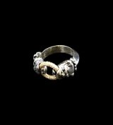 Pave Dia On 18K Gold Ring With 1/9 Old Bulldog Ring