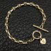 画像2: 14K Gold 5mm Marine Chain Bracelet With Drop G&Crown Heart Plate (2)