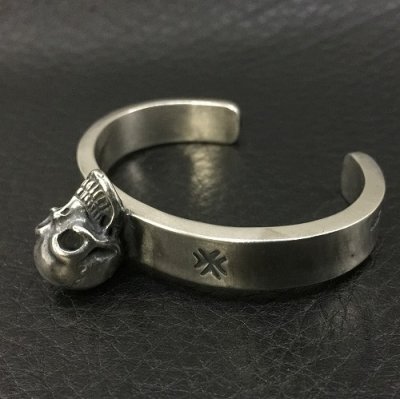 画像7: Single Skull On Flat Bar Bangle Bold