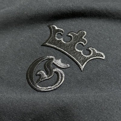画像2: G&Crown Embroidery 7.1oz T-shirt [Black/Black]