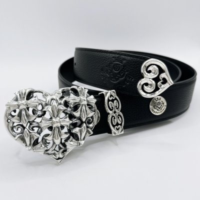 画像1: Multi-Gothic Cross Heart Buckle With Heart Belt Loop & Tip