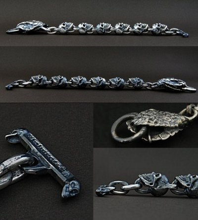画像5: Snake Head With Skulls Links Bracelet