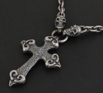 画像9: Quarter 4 Heart Chiseled Cross With Half 2 Skulls Chain Necklace