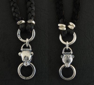 画像4: Quarter Panther & braid leather necklace