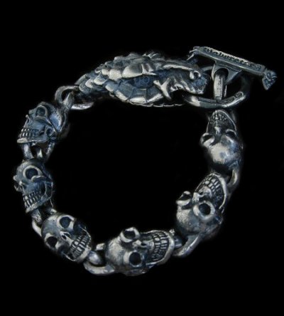 画像1: Snake Head With Skulls Links Bracelet