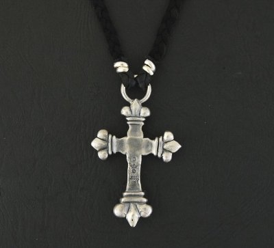 画像3: Quarter 4Heart Crown Cross braid leather necklace