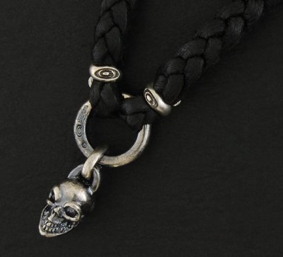 画像3: Quarter Skull & braid leather necklace
