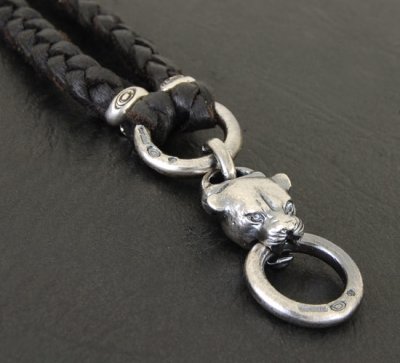 画像2: Quarter Panther & braid leather necklace