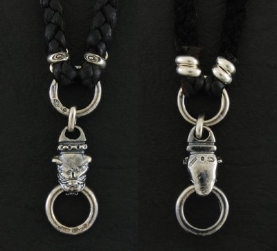 画像4: Quarter Bulldog & braid leather necklace