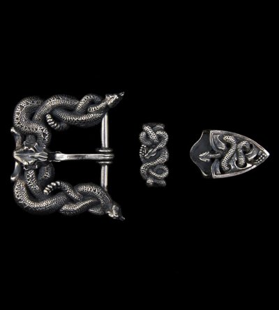 画像3: Large Snake & Buffalo Skull Belt Buckle