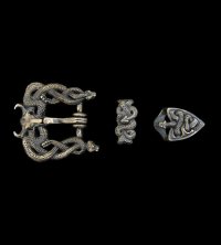 Midium Snake & Buffalo Skull Belt Buckle