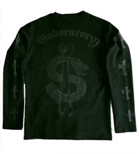 Snake Bone & Cross Long T-shirt [Black/Black]