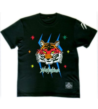 画像1: Gaboratory x YOKO AYUKAWA  Tiger Face 7.1oz Heavy Weight T-shirt [Black/Red]