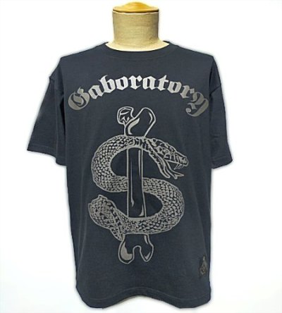 画像1: Gaboratory Snake & Bone 6.2oz T-shirt [Black/Silver Gray]